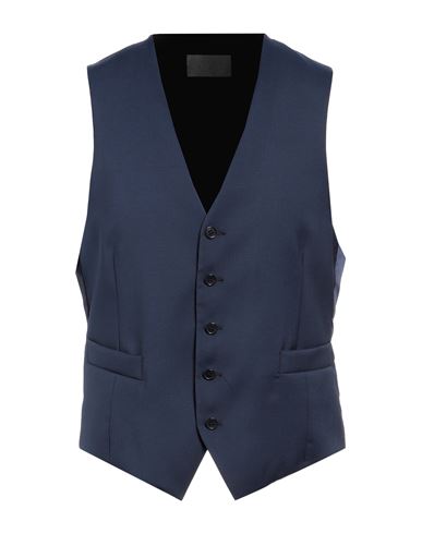 Shop Tombolini Man Tailored Vest Navy Blue Size 44 Virgin Wool