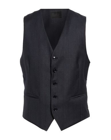 Tombolini Man Tailored Vest Steel Grey Size 40 Virgin Wool In Black