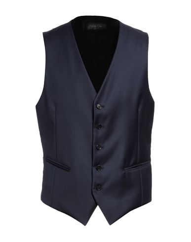 Shop Tombolini Man Tailored Vest Midnight Blue Size 44 Virgin Wool