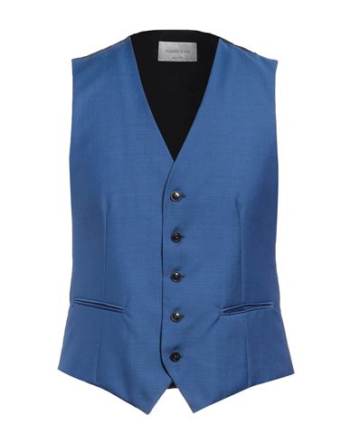 Tombolini Man Tailored Vest Blue Size 42 Virgin Wool