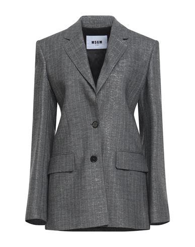 Shop Msgm Woman Blazer Lead Size 8 Wool, Viscose, Polyester In Grey