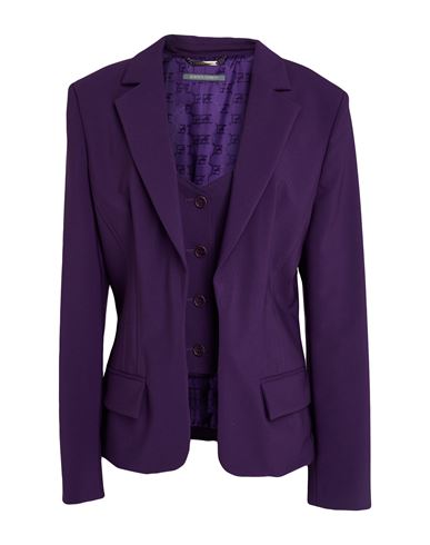 Alberta Ferretti Woman Blazer Dark Purple Size 8 Virgin Wool, Elastane