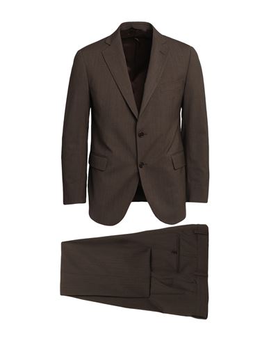Tombolini Man Suit Khaki Size 44 Virgin Wool, Elastane In Brown