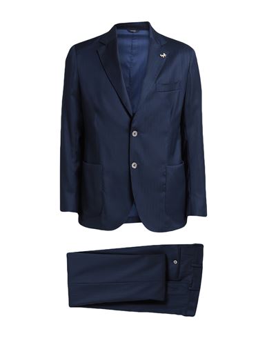 Shop Tombolini Man Suit Navy Blue Size 44 Wool, Silk