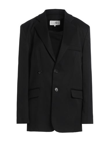 Mm6 Maison Margiela Woman Blazer Black Size 2 Polyester, Virgin Wool, Elastane, Cotton