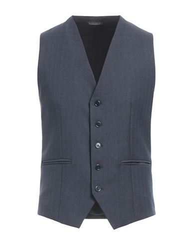 Shop Grey Daniele Alessandrini Man Tailored Vest Midnight Blue Size 38 Polyester, Viscose
