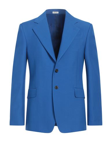 Shop Alexander Mcqueen Man Blazer Blue Size 40 Wool, Mohair Wool