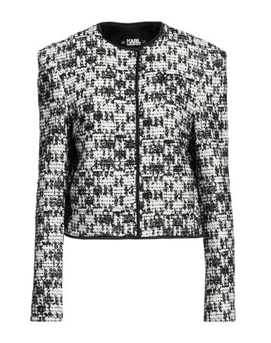 Shop Karl Lagerfeld Woman Blazer Black Size 4 Acrylic, Polyester, Wool, Cotton