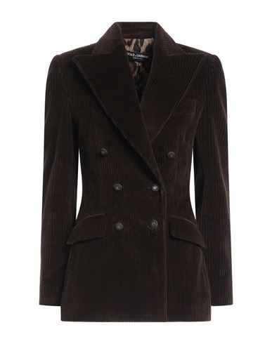 Shop Dolce & Gabbana Woman Blazer Dark Brown Size 6 Cotton, Elastane