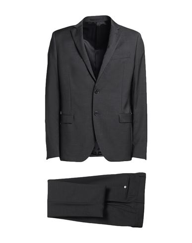 Shop Paoloni Man Suit Steel Grey Size 40 Virgin Wool