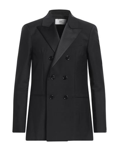Shop Ami Alexandre Mattiussi Man Blazer Black Size 36 Mohair Wool, Virgin Wool, Polyester