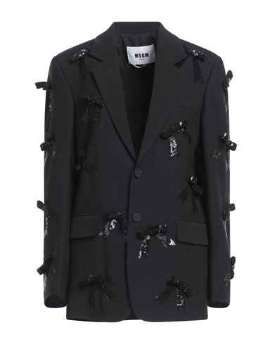 Msgm Woman Blazer Black Size 6 Viscose In Black
