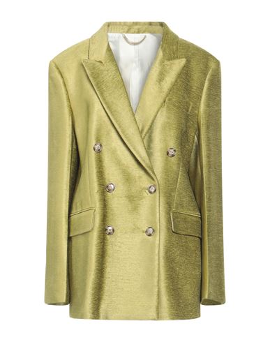Shop Victoria Beckham Woman Blazer Sage Green Size 10 Viscose, Cotton, Modal, Brass