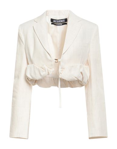 Shop Jacquemus Woman Blazer Cream Size 6 Linen, Viscose, Polyester In White