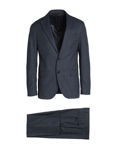 Shop Paoloni Man Suit Midnight Blue Size 44 Virgin Wool