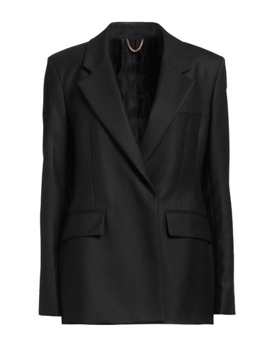 Shop Victoria Beckham Woman Blazer Black Size 6 Polyester, Virgin Wool, Elastane, Brass