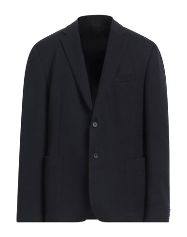 Hugo Boss Boss  Man Blazer Navy Blue Size 50 Virgin Wool, Cotton, Elastane In Black