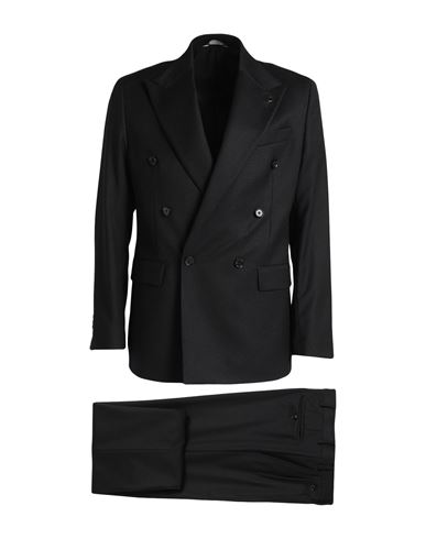 Shop Paoloni Man Suit Black Size 44 Wool, Elastane