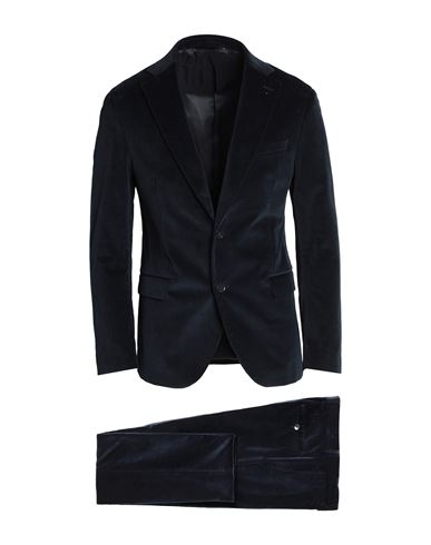 Shop Paoloni Man Suit Navy Blue Size 42 Cotton, Elastane
