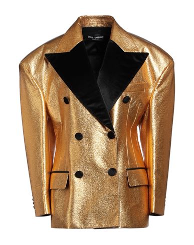 Dolce & Gabbana Woman Blazer Gold Size 12 Cotton, Polyester In Black