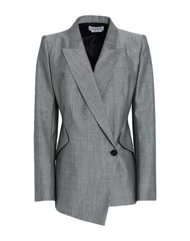 Shop Alexander Mcqueen Woman Blazer Lead Size 6 Wool, Mohair Wool In Grey
