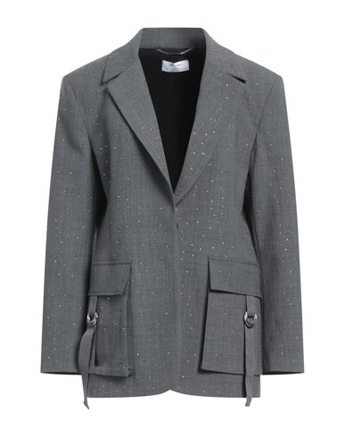 Shop Blumarine Woman Blazer Grey Size 6 Polyester, Virgin Wool, Elastane