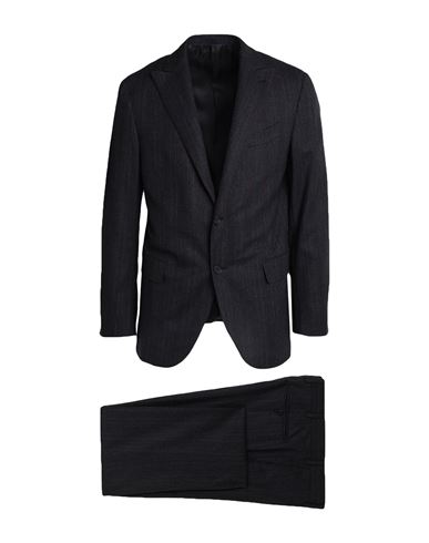 Caruso Man Suit Steel Grey Size 50 Wool, Polyamide, Elastane In Black