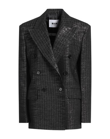 Msgm Woman Blazer Black Size 6 Wool, Viscose, Polyester In Black