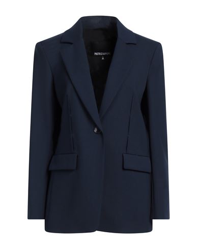 PATRIZIA PEPE PATRIZIA PEPE WOMAN BLAZER NAVY SIZE 6 POLYESTER, VIRGIN WOOL, ELASTANE 