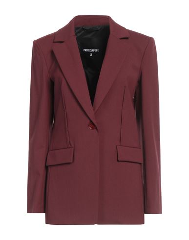 Patrizia Pepe Woman Blazer Burgundy Size 6 Polyester, Virgin Wool, Elastane