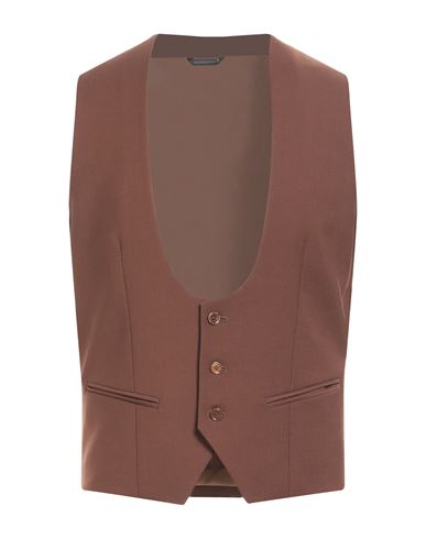Grey Daniele Alessandrini Man Tailored Vest Brown Size 38 Polyester, Viscose, Elastane