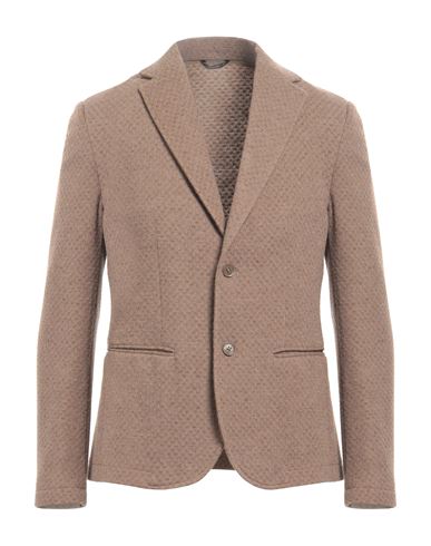 Shop Grey Daniele Alessandrini Man Blazer Camel Size 40 Polyester, Wool, Cotton, Polyamide In Beige