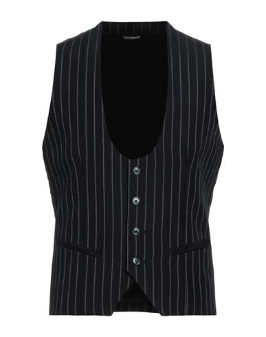 Shop Grey Daniele Alessandrini Man Tailored Vest Midnight Blue Size 38 Linen, Viscose