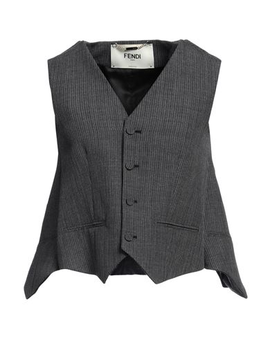 Fendi Woman Tailored Vest Grey Size 4 Virgin Wool In Gray