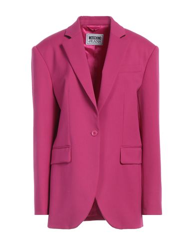 Moschino Jeans Woman Blazer Magenta Size 4 Polyester, Wool, Elastane In Pink
