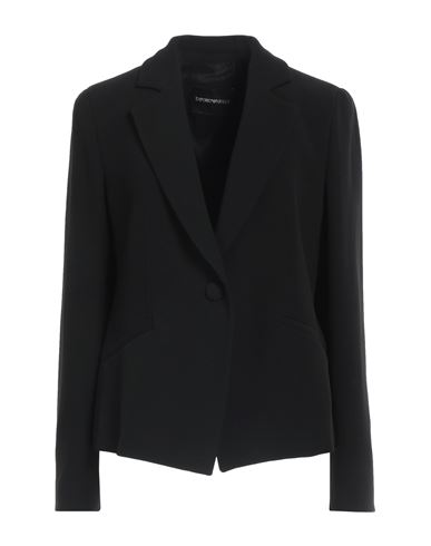 EMPORIO ARMANI EMPORIO ARMANI WOMAN BLAZER BLACK SIZE 12 VISCOSE, ACETATE, ELASTANE, POLYESTER 