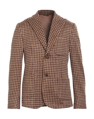 DANIELE ALESSANDRINI DANIELE ALESSANDRINI MAN BLAZER CAMEL SIZE 42 POLYESTER, ELASTANE 