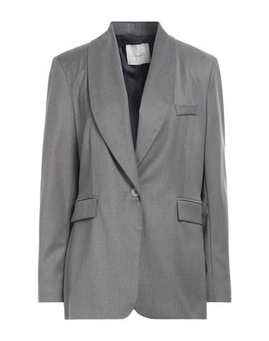 Souvenir Woman Blazer Grey Size L Polyester, Viscose, Elastane In Gray