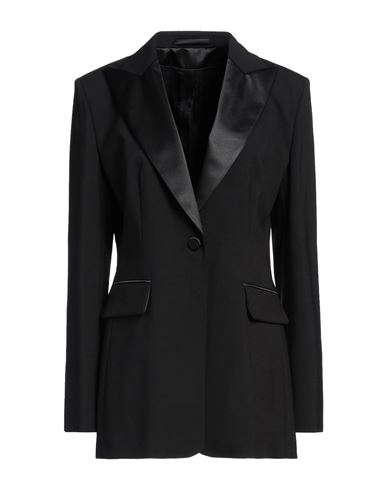 Max Mara Woman Blazer Black Size 10 Virgin Wool, Mohair Wool, Elastane, Polyester