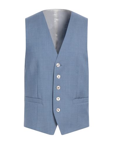 Shop Baldessarini Man Tailored Vest Pastel Blue Size 46 Virgin Wool, Elastane