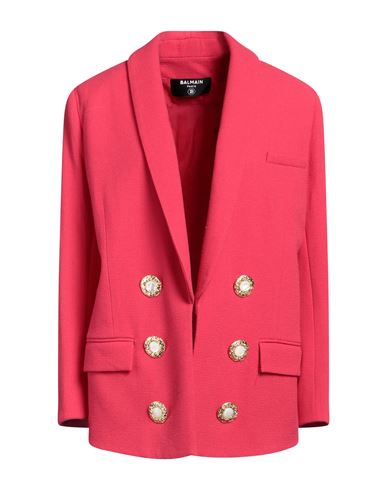 Balmain Woman Blazer Fuchsia Size 6 Virgin Wool, Viscose, Cotton In Pink