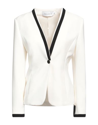 Simona Corsellini Woman Blazer White Size 8 Polyester, Viscose, Cotton, Elastane