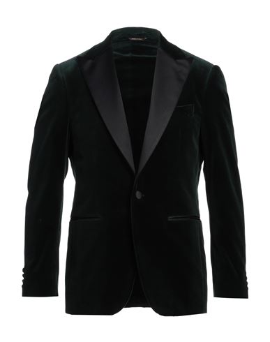 Canali Man Blazer Dark Green Size 40 Cotton In Black
