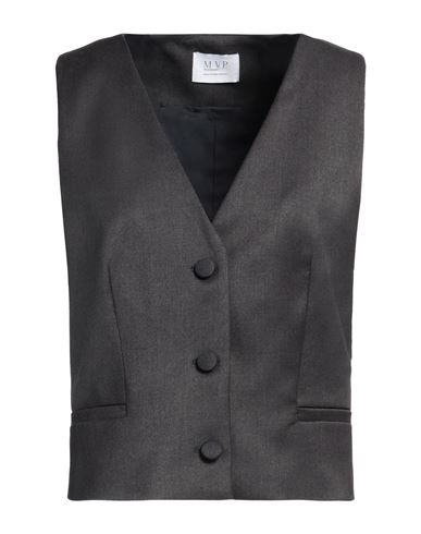 Maria Vittoria Paolillo Mvp Woman Tailored Vest Lead Size 10 Polyester, Wool, Elastane In Gray