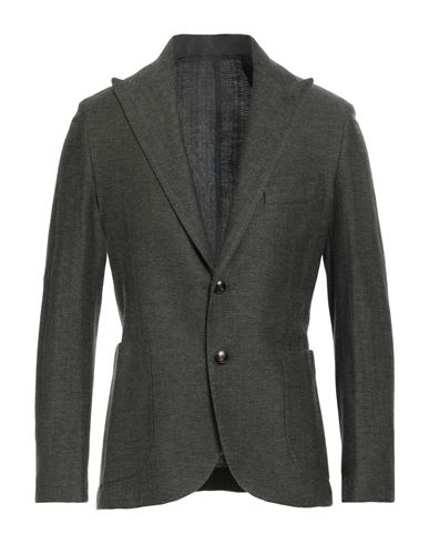 Barba Napoli Dynamic Man Blazer Military Green Size 44 Cotton, Wool In Gray