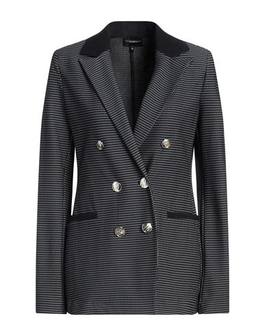 Emporio Armani Woman Blazer Black Size 16 Cotton, Polyamide, Elastane, Polyester In Black