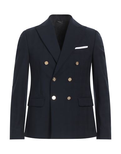 Grey Daniele Alessandrini Man Blazer Midnight Blue Size 42 Polyester, Viscose, Elastane In Blue