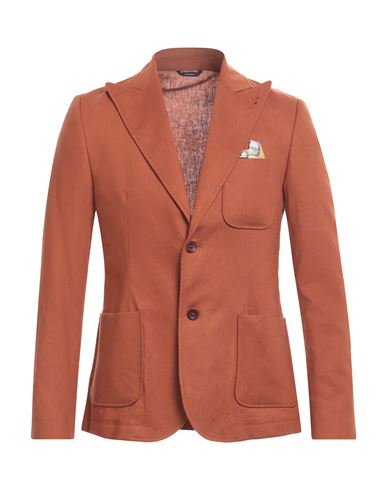Grey Daniele Alessandrini Man Blazer Rust Size 38 Linen, Viscose In Orange