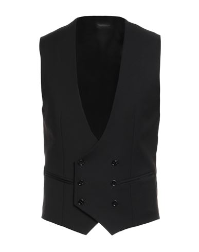 Grey Daniele Alessandrini Man Tailored Vest Black Size 36 Polyester, Viscose, Elastane In Black