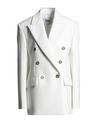 Msgm Woman Blazer White Size 4 Polyester, Elastane In White